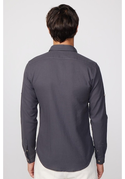 Tudors Slim Fit Uzun Kol Çift Cep Pamuk Keten Spor Yaka Füme Erkek Gömlek-28611-füme Füme Tudors Slim Fit Uzun Kol Çift Cep Pamuk Keten Spor Yaka Füme Erkek Gömlek-28611-füme Füme