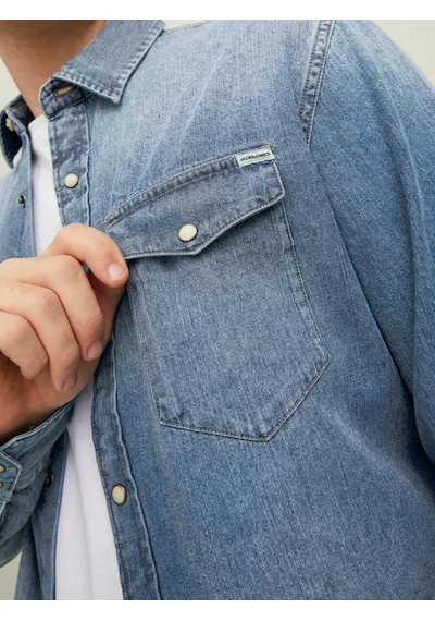 Jack & Jones Denim Gömlek- Sheridan 12138115 - 1 Medium Blue Denim