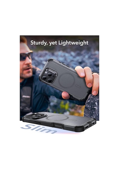 Apple Uyumlu iPhone Esr 16 Pro Max Kılıf Cyber Tough Halolock Magsafe Standlı Silikon Gri Apple Uyumlu iPhone Esr 16 Pro Max Kılıf Cyber Tough Halolock Magsafe Standlı Silikon Gri