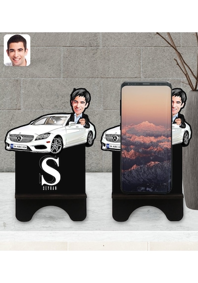 Kişiye Özel Plakalı Erkek Mercedes Benz Cls Karikatürlü Ahşap Bib
