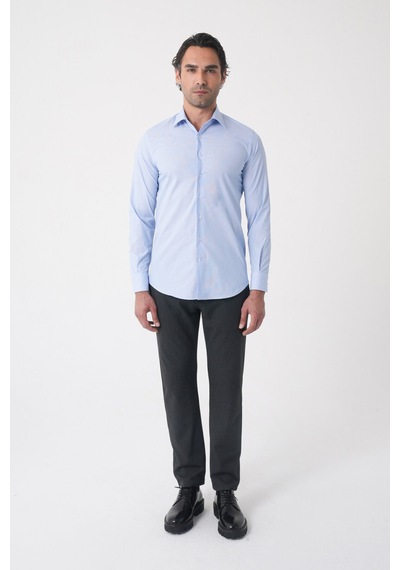 Bisse Modern Fit Pamuk Mavi Erkek Gömlek Gmkls092230024 D35 Mavi