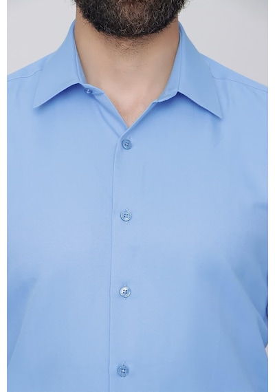 Efor Slim Fit Pamuk Saten Klasik Koyu Mavi Gömlek Gk 624 Mavi