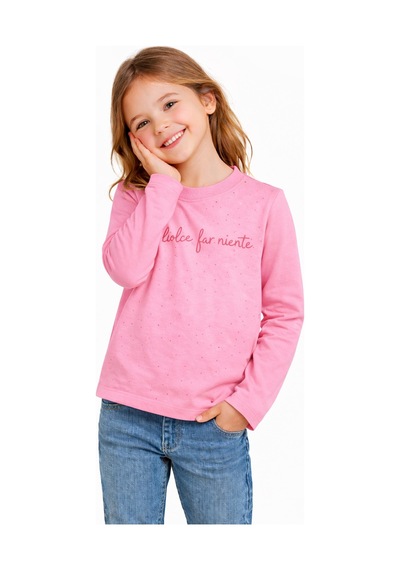 Taşlı Çocuk Sweatshirt Pembe