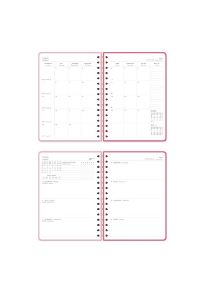 2026-2027 A5 Spiralli Akademik Haftalık Ajanda 16 Aylık - Baby Pink Çok Renkli