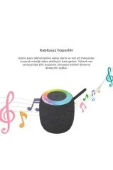 Bluetooth Hoparlör Rgb Işıklı Usb Fm Destekli Radyo D10 Mavi