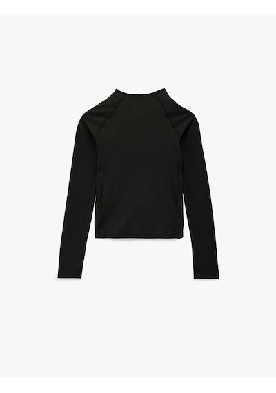 Koton Dik Yaka Yarım Fermuarlı Slim Fit İnterlok Spor Sweatshirt Koyu Gri Melanj 6wak10050nk Gri Melanj