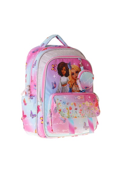 Wow Generation Butterfly Baskılı Turkuaz - Pembe Kız Çocuk İlkokul Çantası - Günlük Sırt Çantası - W6074 Çok Renkli