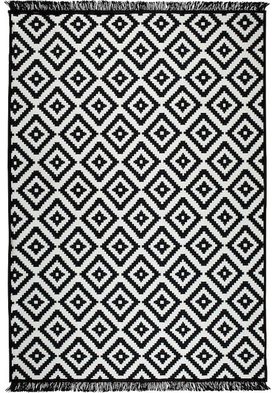 Algelsineve Piramit Desen Siyah & Beyaz Çift Taraflı Kilim & Yolluk