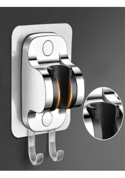 Gri Duş Mafsalı Yapışkanlı Askılı Lif Havlu Asma Duş Başlığı Tutacağı Banyo Duşakabin Gümüş Diğer