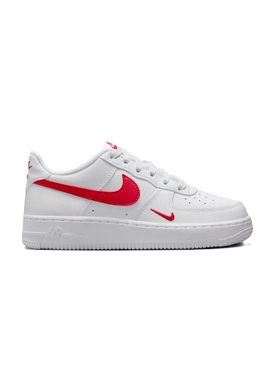 Nike Air Force1 Lv 8 Af1 Leather Unisex Sneaker White Hakiki Deri Unisex Günlük Spor Ayakkabı Beyaz Kırmızı Beyaz - Kırmızı