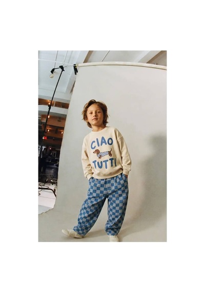 Poala Kids Blue Damalı Jean Mavi