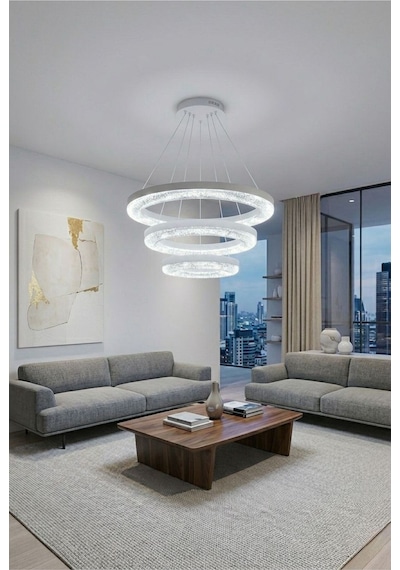 LumiaLighting Vera Model Beyaz Kumandalı 3 Renk Modu Ledli Modern Salon Mutfak Çocuk Yatak Odası Led Avize