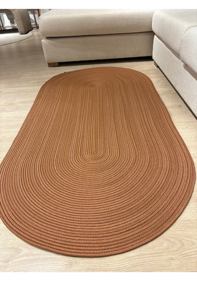 Mavaux Galileo Oval Jüt Yuvarlak Hasır Görünümlü Klasik Halı Kilim Tarçın