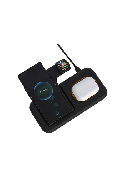 Buff Bl40 5in1 Telefon Watch Kulaklık Tutucu Kablosuz Led Işıklı Hızlı Şarj Standı Çok Renkli