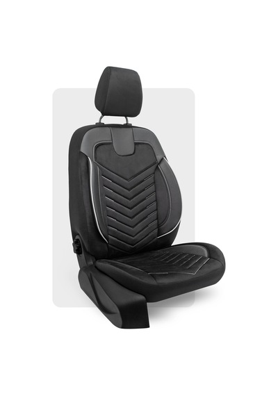 Otexo Carbon Hafif Ticari Arka 2+1 Airbag Uyumlu Ortopedik Destekli Universal Oto Koltuk Kılıfı Siyah - Beyaz İp