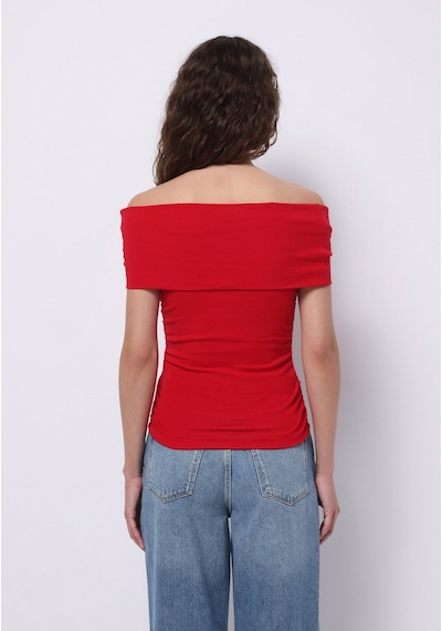 Colins Slim Fit Kayık Yaka Düz Kadın Kirmizi Kolsuz Tişört Cl1074596 Q1.v1 Red Kırmızı