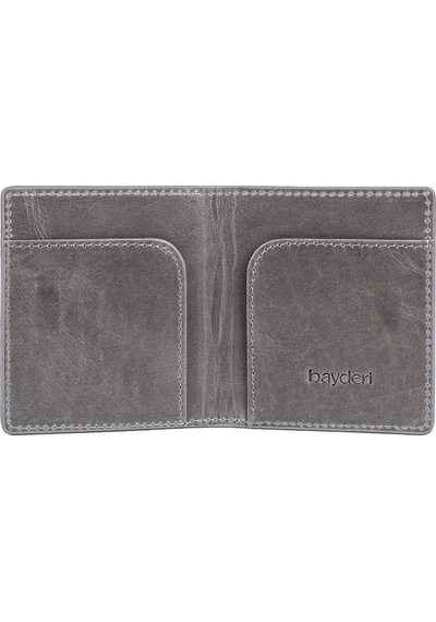 Bayderi Luis Unisex Hakiki Deri Kartlık-4002 Crazy Gri