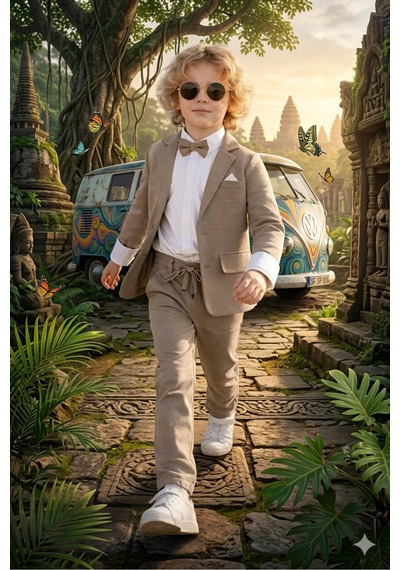 Baby Kids Colors Flamlı Keten Salaş Ceketli Takım Elbise/gömlek Pantolon Ceket Papyon Ay Grubu Zıbınlı Kahverengi Baby Kids Colors Flamlı Keten Salaş Ceketli Takım Elbise/gömlek Pantolon Ceket Papyon Ay Grubu Zıbınlı Kahverengi