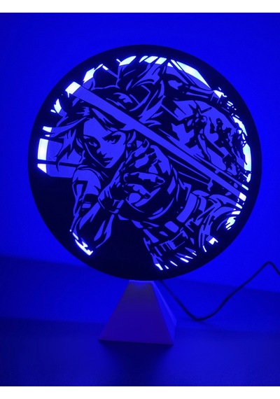 Valorant Neon Ajan Halka Led Mavi Işıklı Masa Gece Lambası Gamer Oyun Odası Dekor Hediye Adaptörlü Mavi Işık