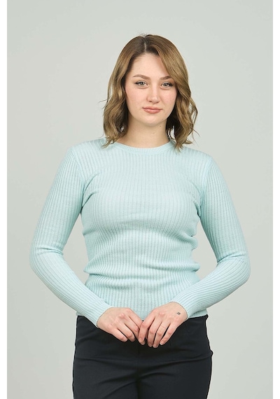 Fashion Friends Kadın Fitilli Bisiklet Yaka Kazak 23k0290k1 Mint