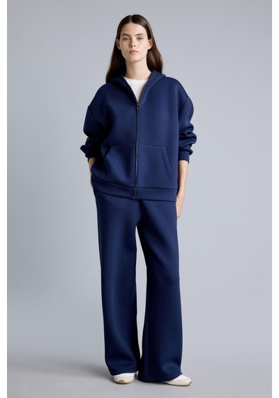 Defacto Relaxed Fit Düz Dalgıç Kumaş Geniş Paça Eşofman Altı H0939ax26aunv241 Lacivert-nv241