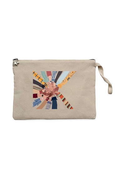Kadın Dayanışması Krem Clutch Astarlı Cüzdan / El Çantası