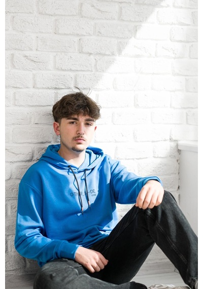 Kapüşonlu Baskılı Regular Fit 2 İplik Erkek Sweatshirt 001