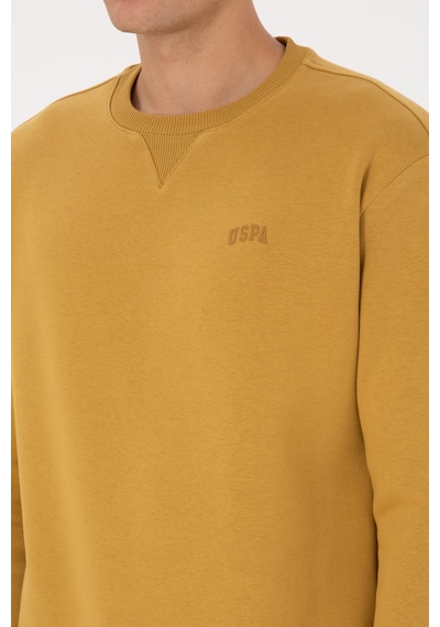 U.S. Polo Assn. Erkek Comfort Fit Bisiklet Yaka Şardonlu Hardal Basic Sweatshirt 50313757-VR151