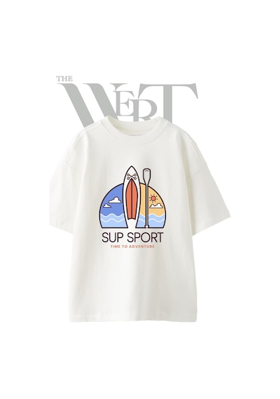 Thewert Sup Board 1 Tasarım Baskılı Ünisex Beyaz Oversize T-shirt