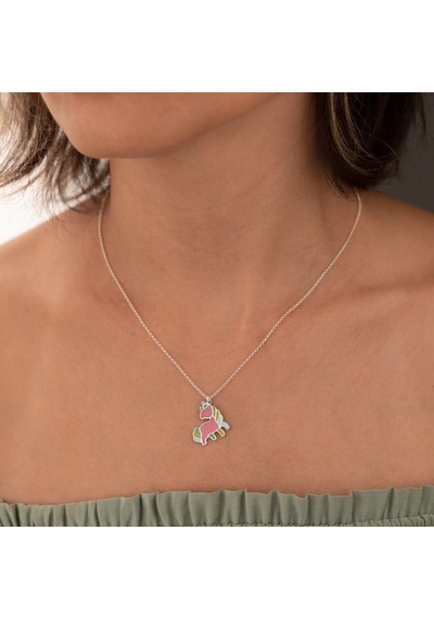 Dkmn Silver 925 Ayar Gümüş Mineli Unicorn Kolye Pembe