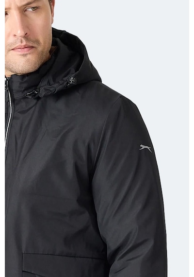 Slazenger Gravel Erkek Kapüşonlu Siyah Mont & Kaban