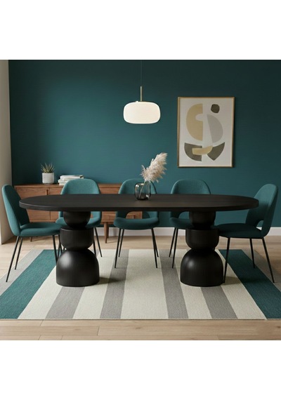 Orbis Oval Ahşap Yemek Masası 100x200 Siyah