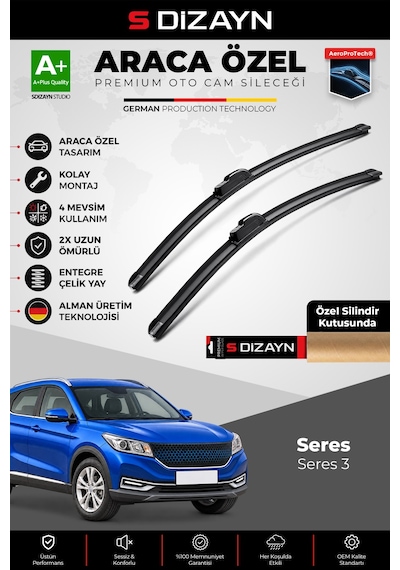 S-dizayn Seres Seres 3 Ön Cam Silecek Seti 2022 Üzeri Premium Araca Özel 60-40 Cm A+ Kalite