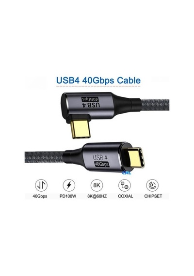 90 Derece Type-c İla Type-c Usb4 Kablo 40gbps 50cm
