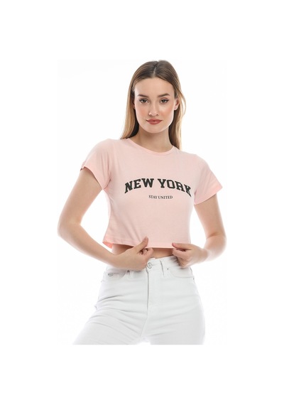 Kadın Newyork Baskılı Tişort Spr21y15 001