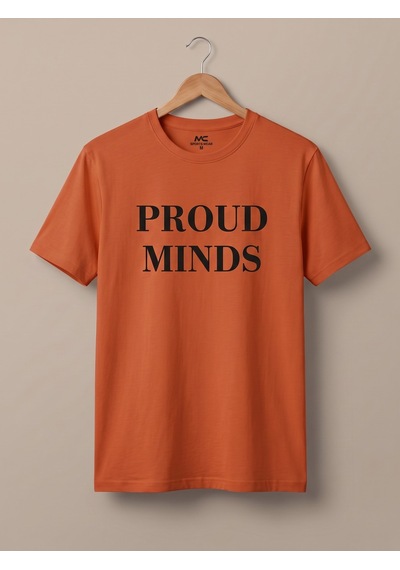 Maccali Erkek Turuncu Proud Minds Baskılı Bisiklet Yaka Bol Kesim Tişört