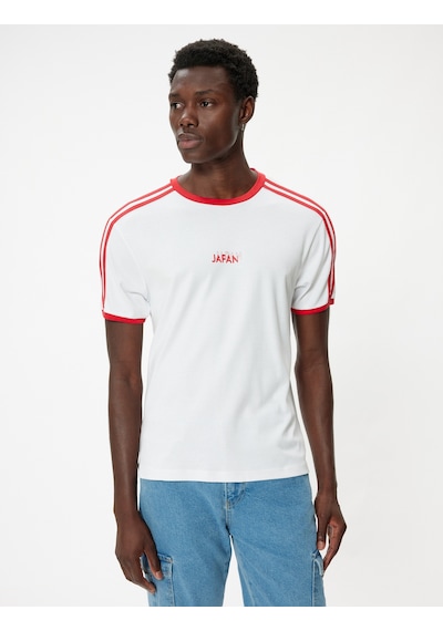 Koton Slim Fit Tişört Slogan Baskılı Kısa Kollu Bisiklet Yaka Biyeli Beyaz 4sam11097hk Beyaz Koton Slim Fit Tişört Slogan Baskılı Kısa Kollu Bisiklet Yaka Biyeli Beyaz 4sam11097hk Beyaz