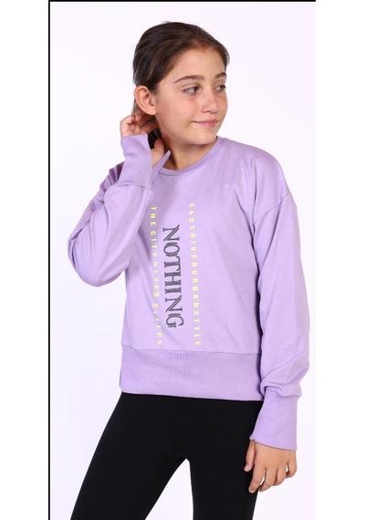Toontoy Kız Çocuk Nakış Detaylı Sweatshirt Lila