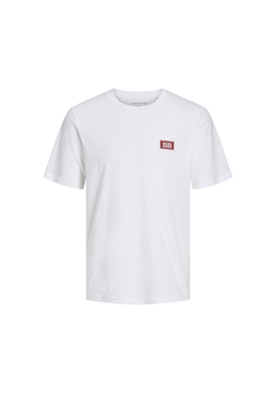 Jack & Jones Erkek Logo Detayli Bisiklet Yaka Tisört - Rush - 12298424 Beyaz