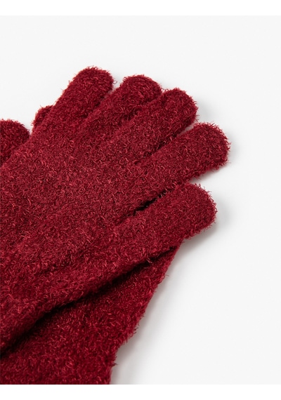 Koton Peluş Eldiven Bordo 4wak50098aa Bordo