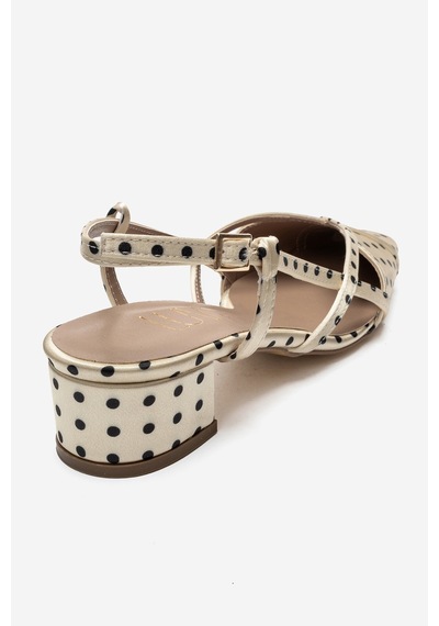 Luvi Shoes Olena Sarı Siyah Puantiyeli Kadın Topuklu Sandalet