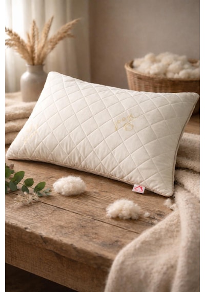 Kapitoneli Merinos Yün Yastık 1'li 1000 Gr 50x70 Cm Beyaz