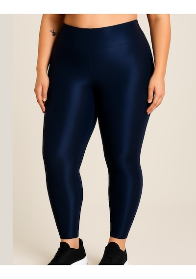 Alya Underwear Büyük Beden Tayt Dalgıç Kumaş Yüksek Bel Lacivert
