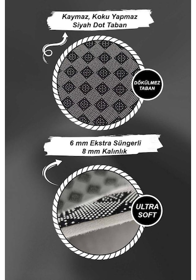 Gri Kaymaz Tabanlı Modern Mutfak Halısı Ar1471n11