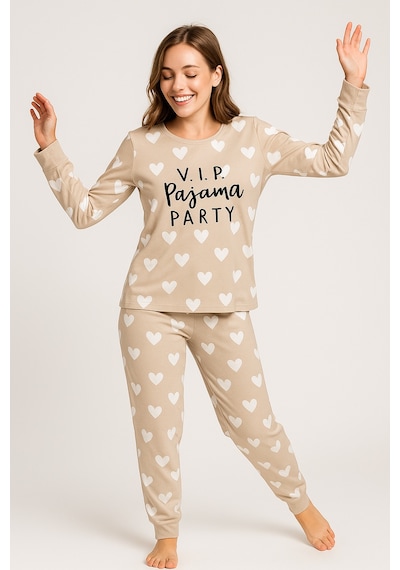 Mutlu City Kadın Yumuşak Doku Termal Pijama Takımı 42050 Vizon