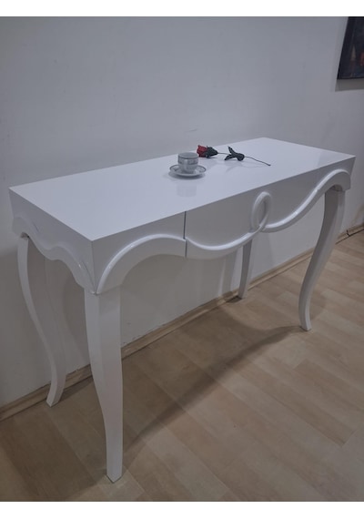 Dresuar Cnc Kabartma 90680 Model Kayın Ağacı Aslan Lükens Ayak Parlak Beyaz