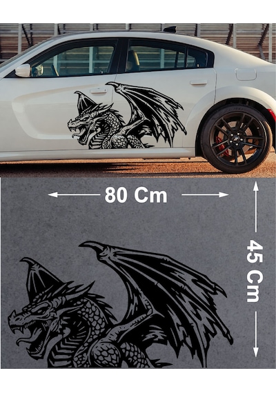 Ejderha Sticker - Araba Oto Motosiklet Karavan Cam Araç Sticker - 00232 80x45 Cm