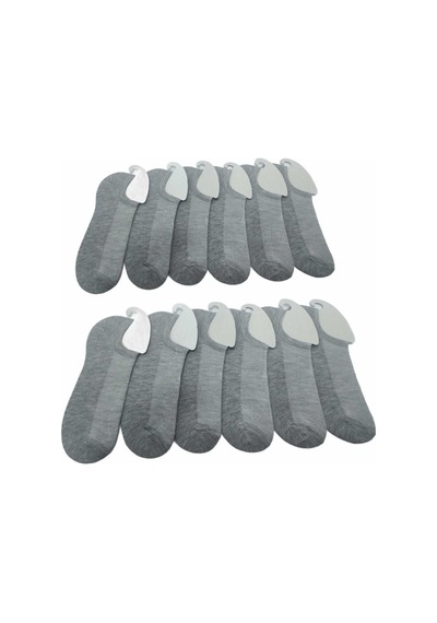 Worthy Socks 12'li Erkek Pamuklu Yıkamalı Gri Sneakers Görünmez Çorap