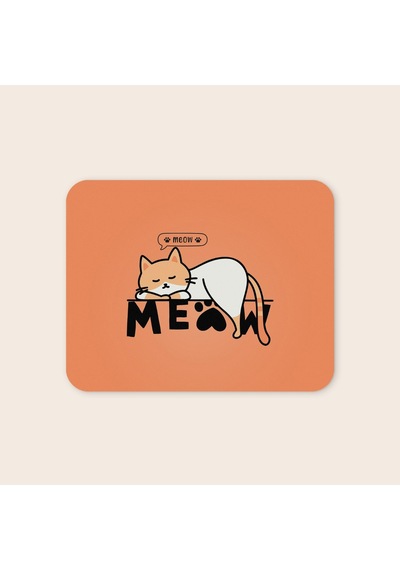Tabloe Kedi Tasarımlı Premium Mouse Pad - 23x19 Cm - Kaydırmaz Tabanlı Kaliteli, Turuncu Mousepad