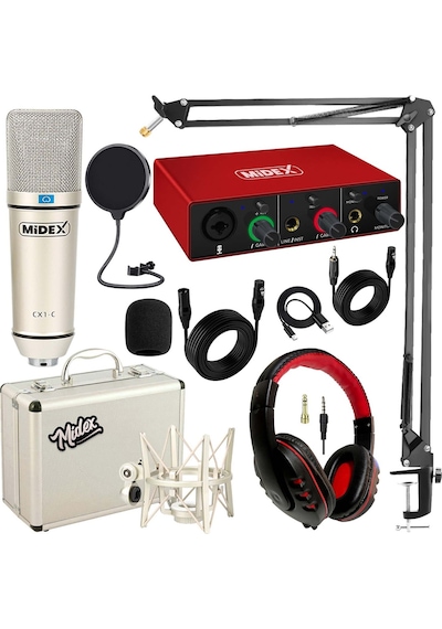 Midex CX1 Mikrofon + GLX-500 PRO Stüdyo Ses Kartı Seti